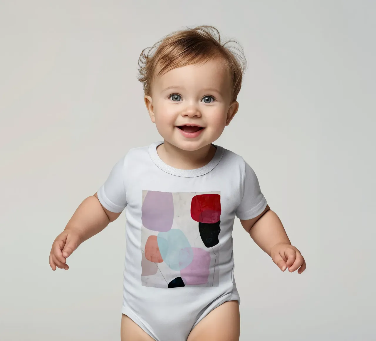 Soft Shapes Modern Abstract Art Print Kurzarm Babybody von StudioVO