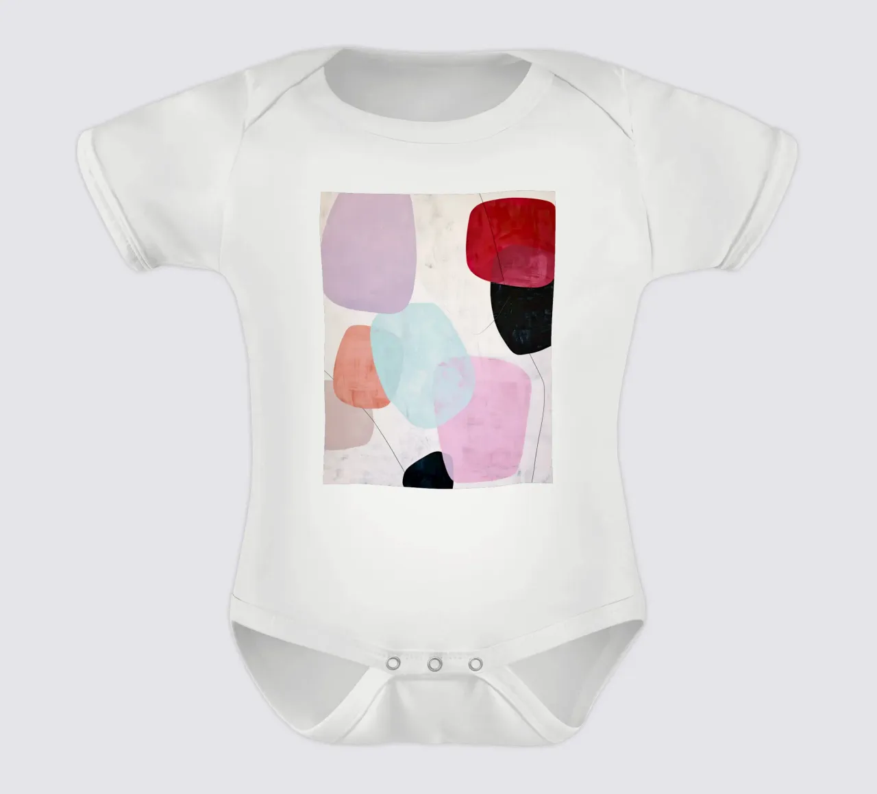 Soft Shapes Modern Abstract Art Print Kurzarm Babybody von StudioVO