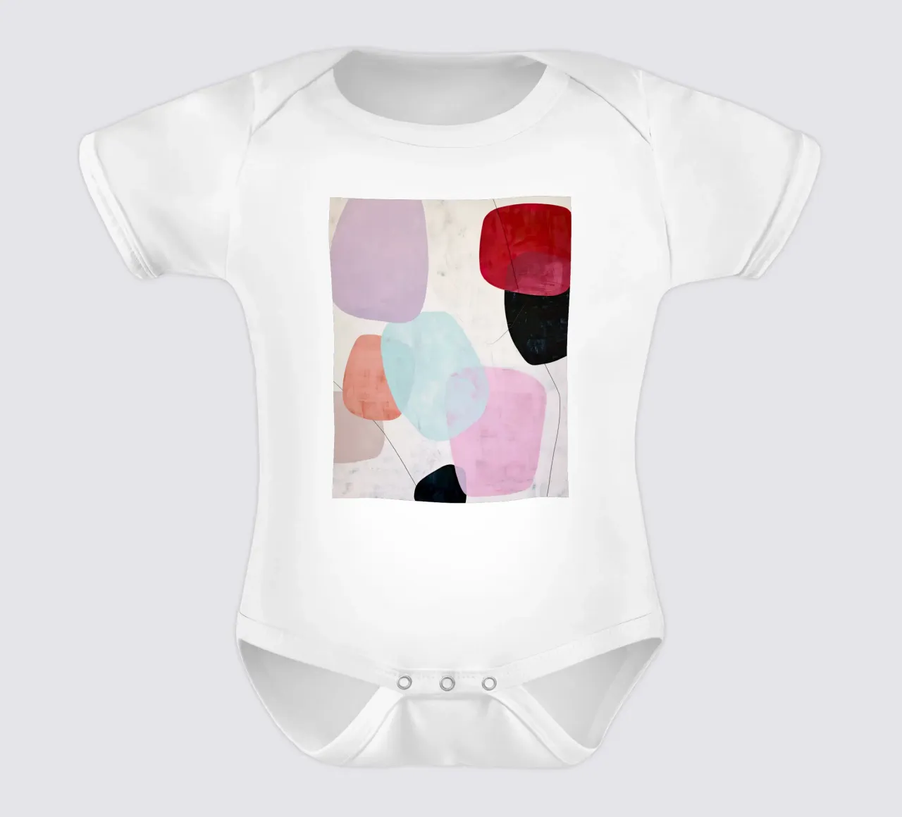 Soft Shapes Modern Abstract Art Print Kurzarm Babybody von StudioVO