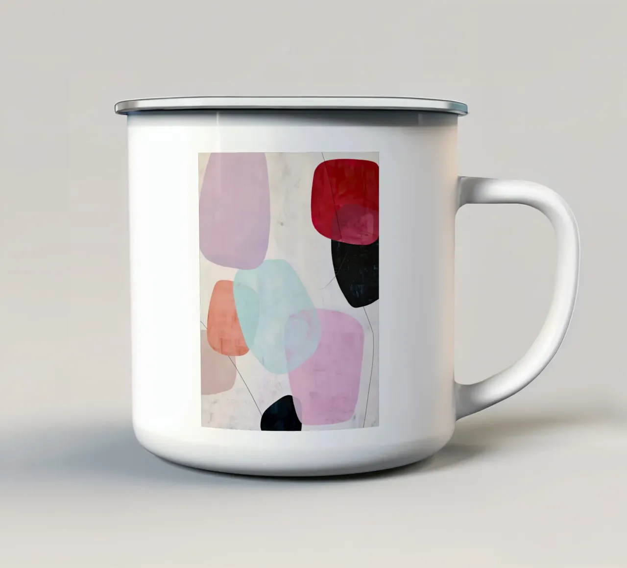 Zachte Vormen Moderne Abstracte Kunstdruk emaille mok van StudioVO