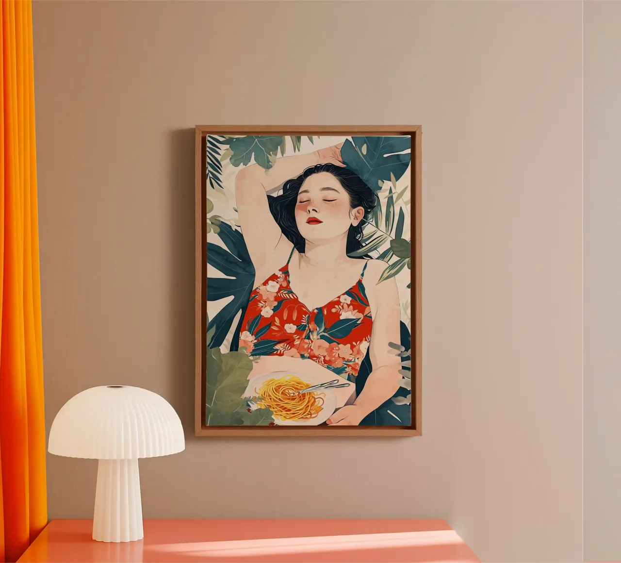 Siesta time watercolor girl portrait canvas by Justyna Jaszke JBJart