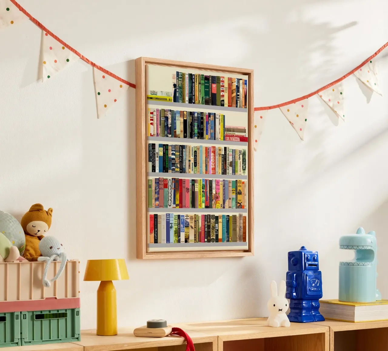 Die größten Bücher des zwanzigsten Jahrhunderts - Buchrückendruck Leinwand mit Schattenfugenrahmen von MissLiterarty