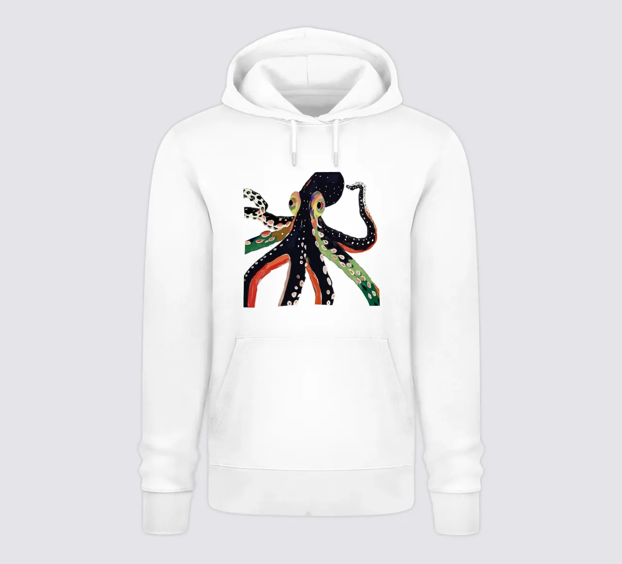 Adesivo e abbigliamento a forma di polpo colorato felpa con cappuccio da ArtsySesta