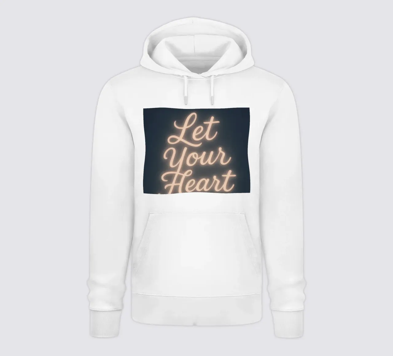 Lascia che il tuo cuore risplenda - Soft Neon Script felpa con cappuccio da Nordic Noel Studio