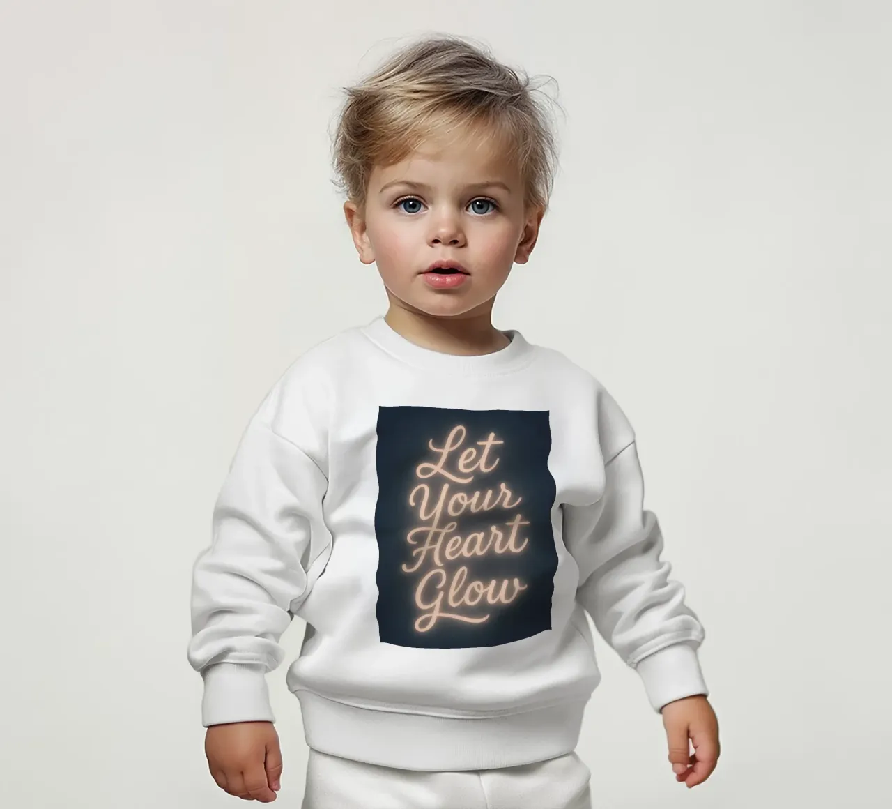 Lascia che il tuo cuore risplenda - Soft Neon Script felpa neonato da Nordic Noel Studio