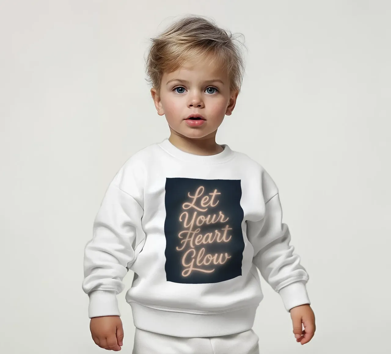 Lascia che il tuo cuore risplenda - Soft Neon Script felpa neonato da Nordic Noel Studio