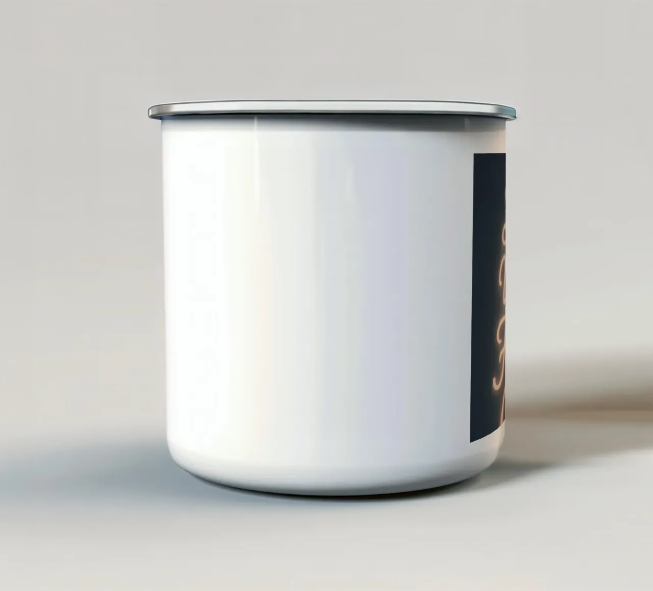 Lascia che il tuo cuore risplenda - Soft Neon Script tazza in smalto da Nordic Noel Studio
