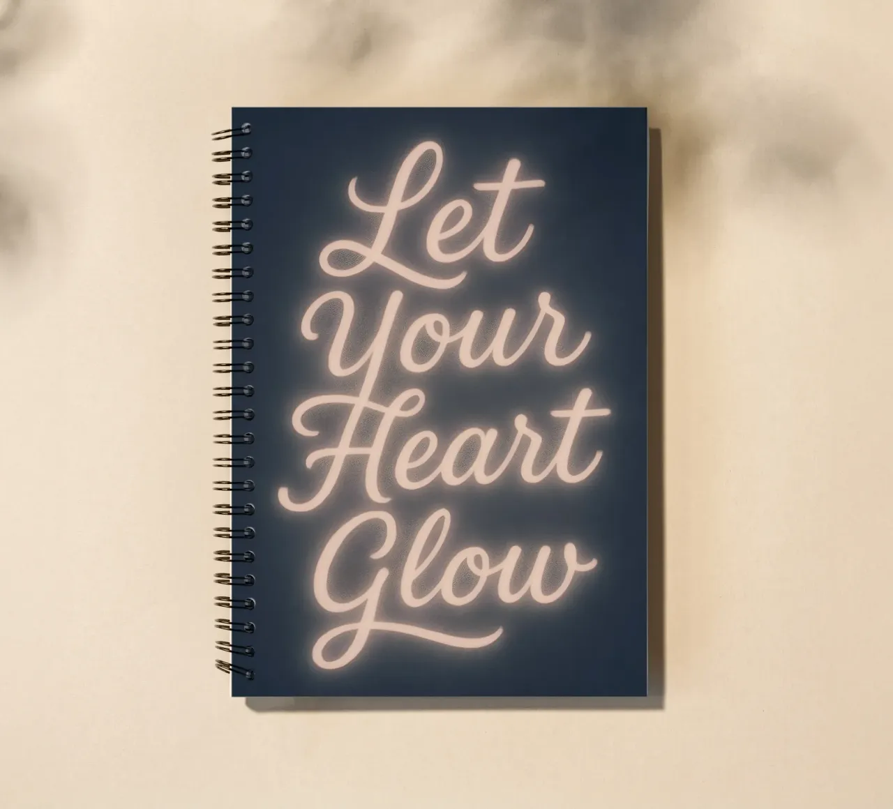 Let Your Heart Glow – Soft Neon Script spiral notebook by Nordic Noel Studio
