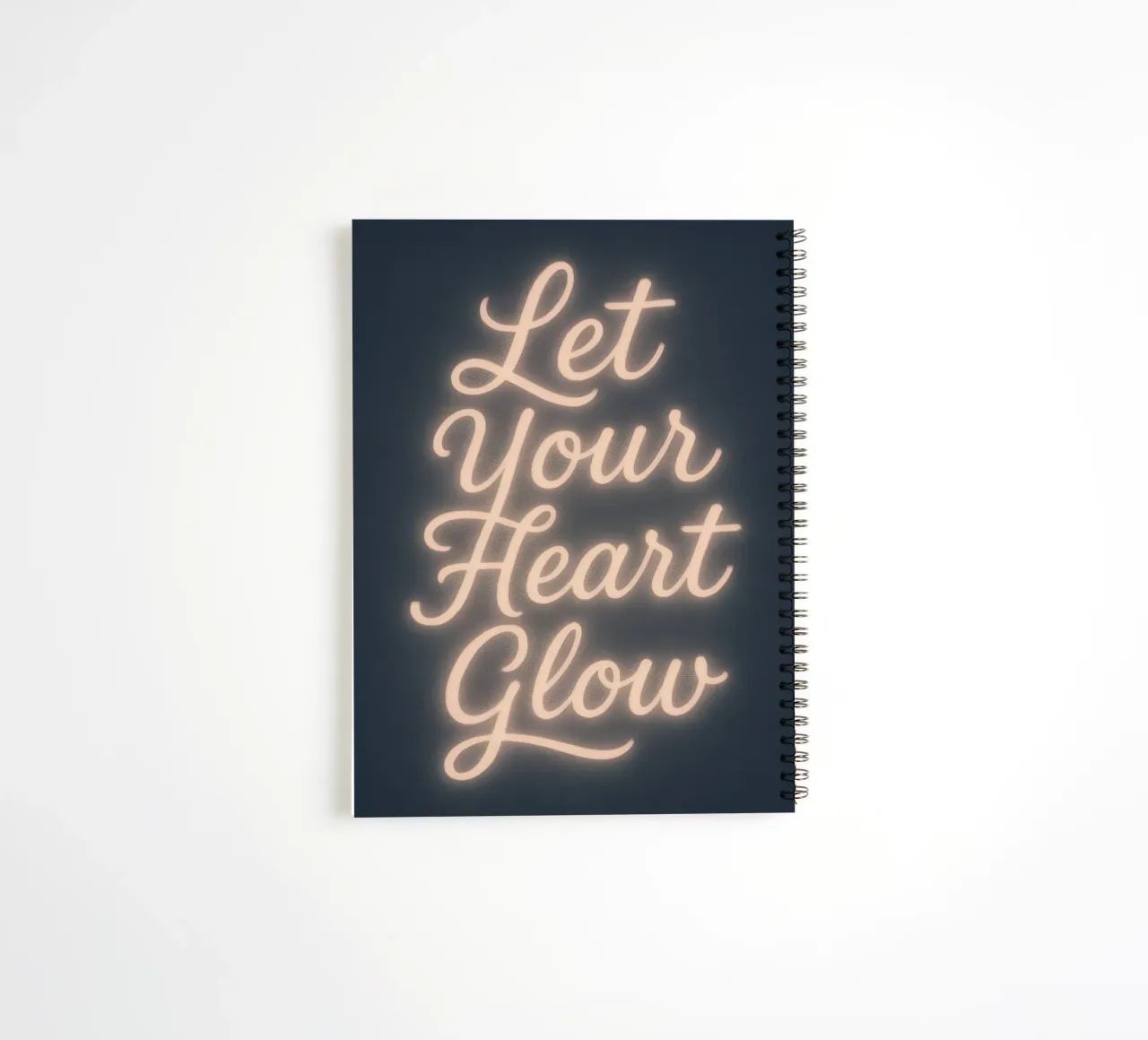 Let Your Heart Glow – Soft Neon Script spiral notebook by Nordic Noel Studio