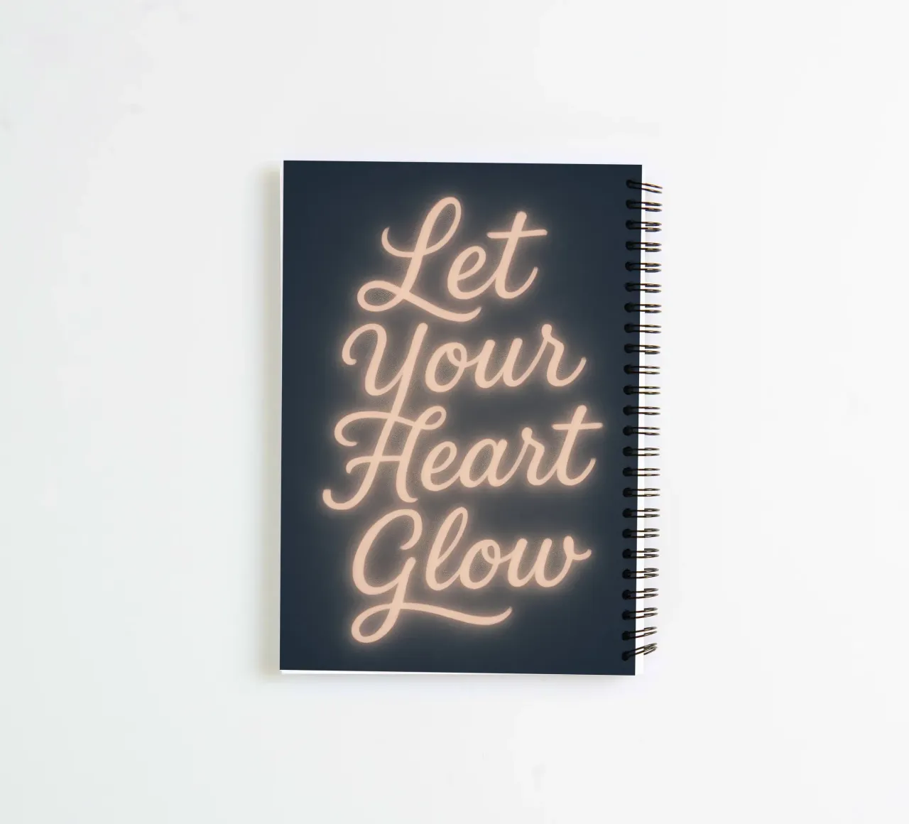 Let Your Heart Glow – Soft Neon Script spiral notebook by Nordic Noel Studio