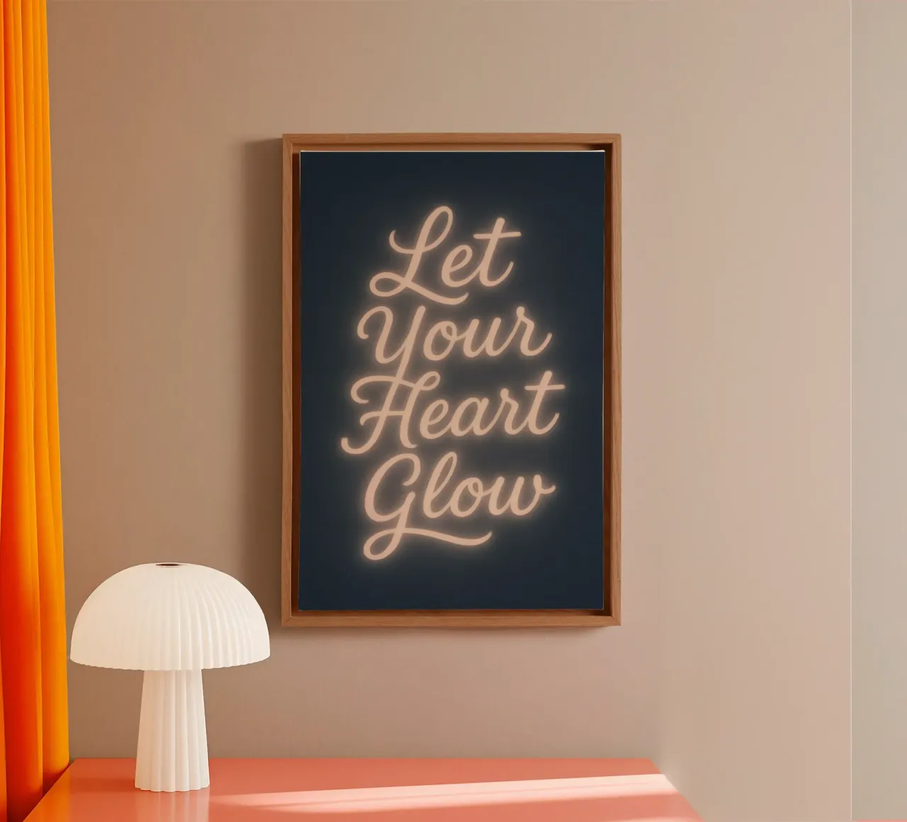 Let Your Heart Glow – Soft Neon Script canvas by Nordic Noel Studio