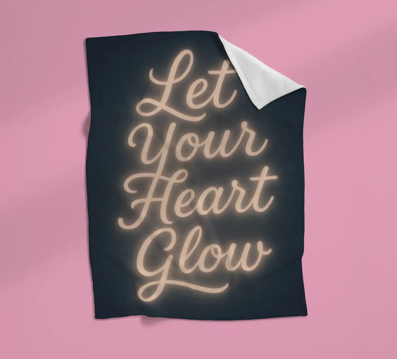 Let Your Heart Glow – Soft Neon Script fleece blanket by Nordic Noel Studio