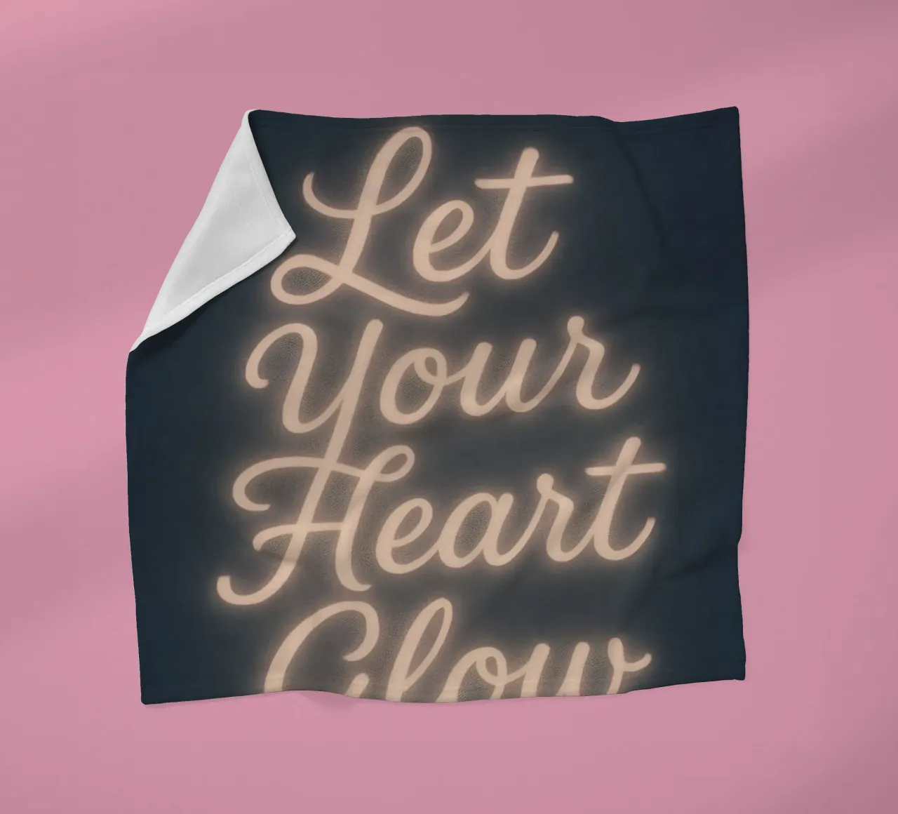 Let Your Heart Glow – Soft Neon Script fleece blanket by Nordic Noel Studio