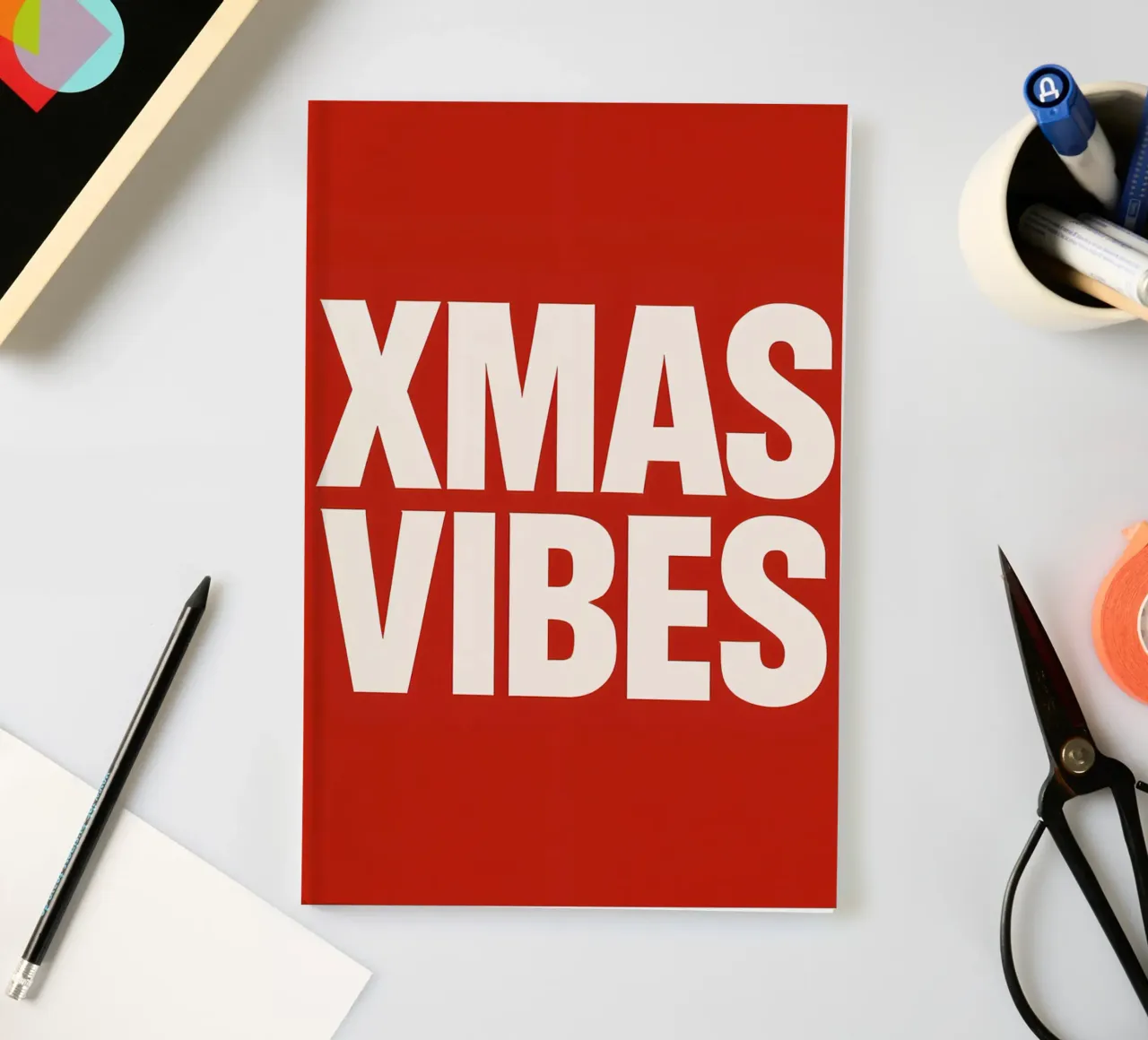XMAS Vibes – Bold Red Typography notebook by Nordic Noel Studio