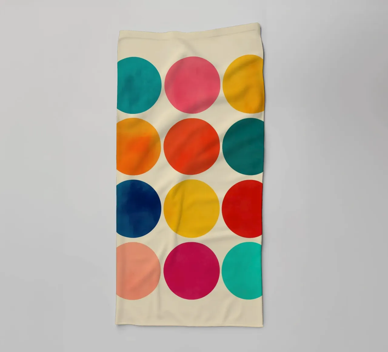 Guaranteed colour fun | Grid with 12 colour circles towel by Autofocus