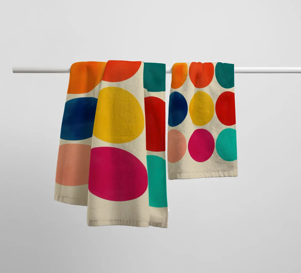 Guaranteed colour fun | Grid with 12 colour circles towel by Autofocus