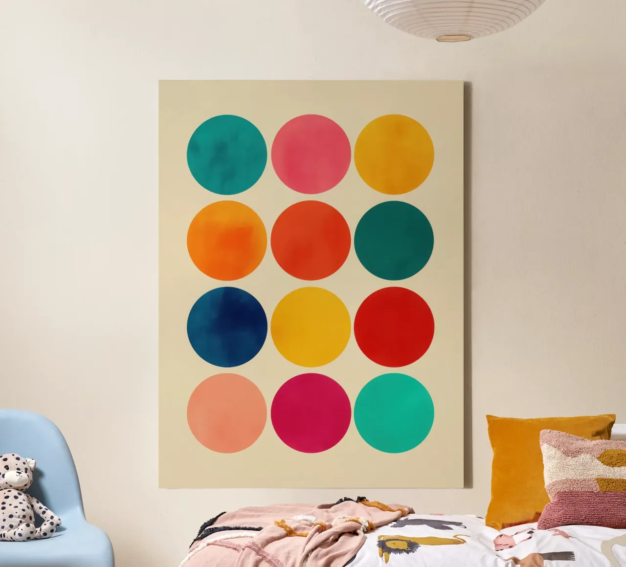 Guaranteed colour fun | Grid with 12 colour circles canvas by Autofocus