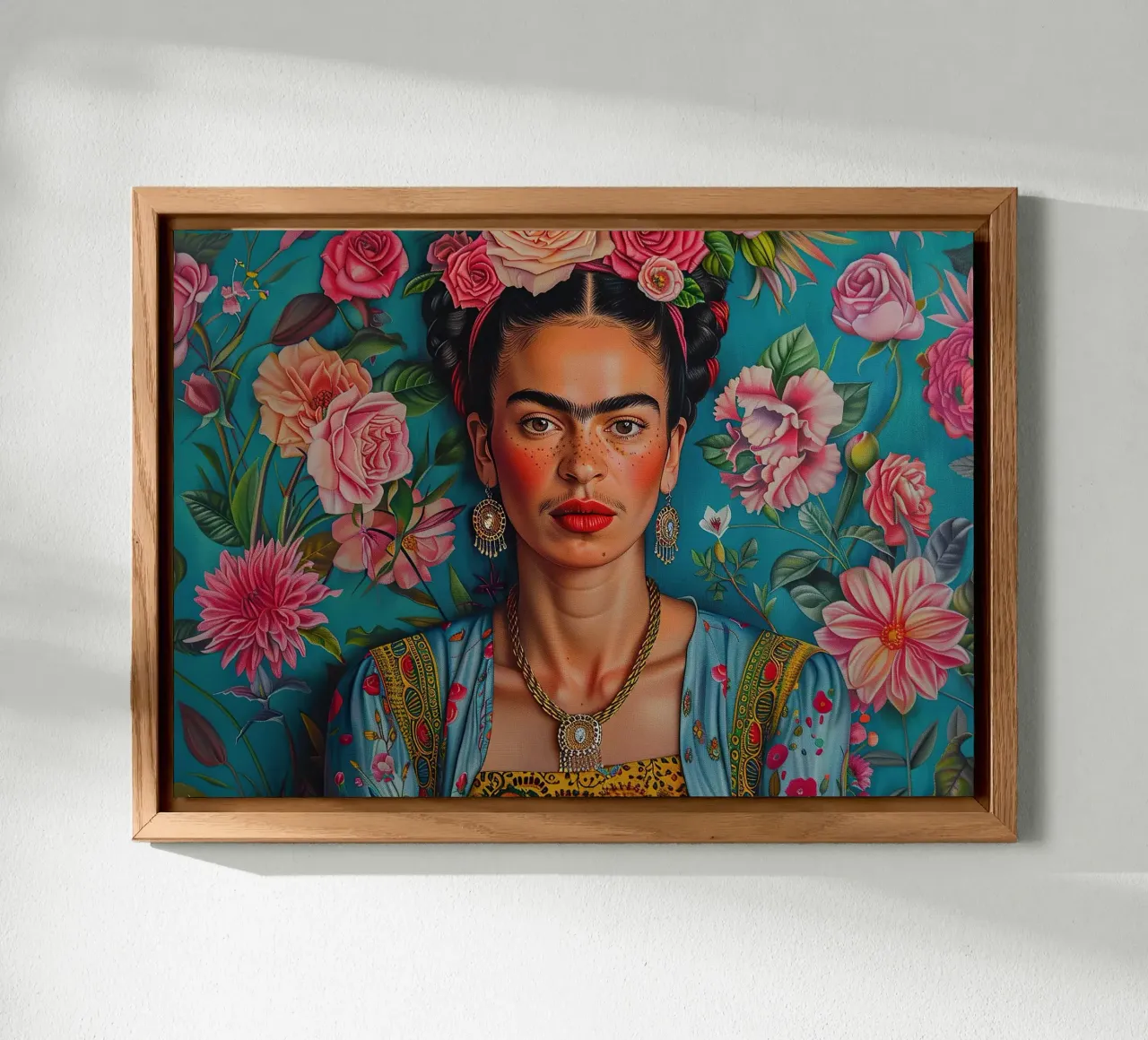 Frida Kahlo "Pain and Passion in Color" alluminio dibond da Fantasias Florales