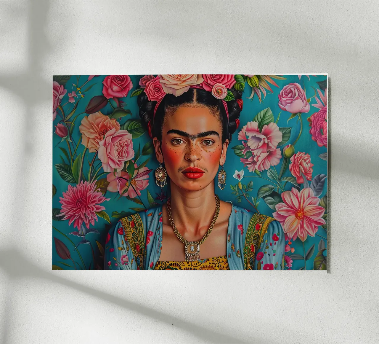 Frida Kahlo "Pain and Passion in Color" alluminio dibond da Fantasias Florales