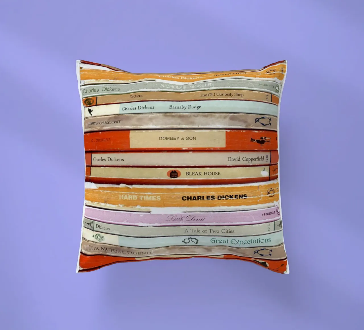 Charles Dickens Collected Works Print decorative cushion by MissLiterarty