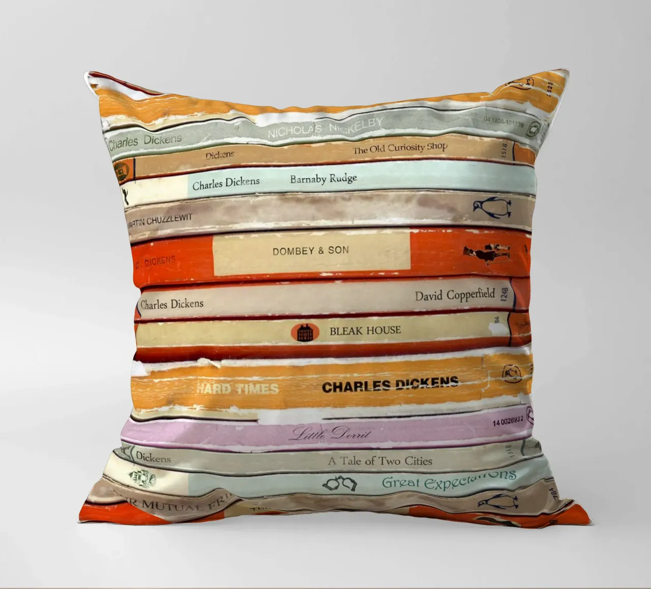 Charles Dickens Collected Works Print decorative cushion by MissLiterarty