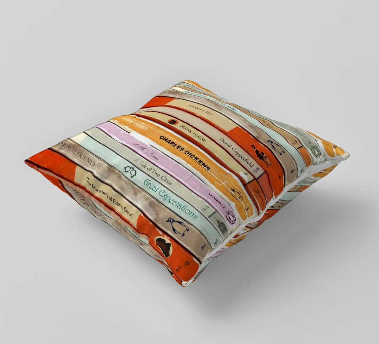 Charles Dickens Collected Works Print decorative cushion by MissLiterarty