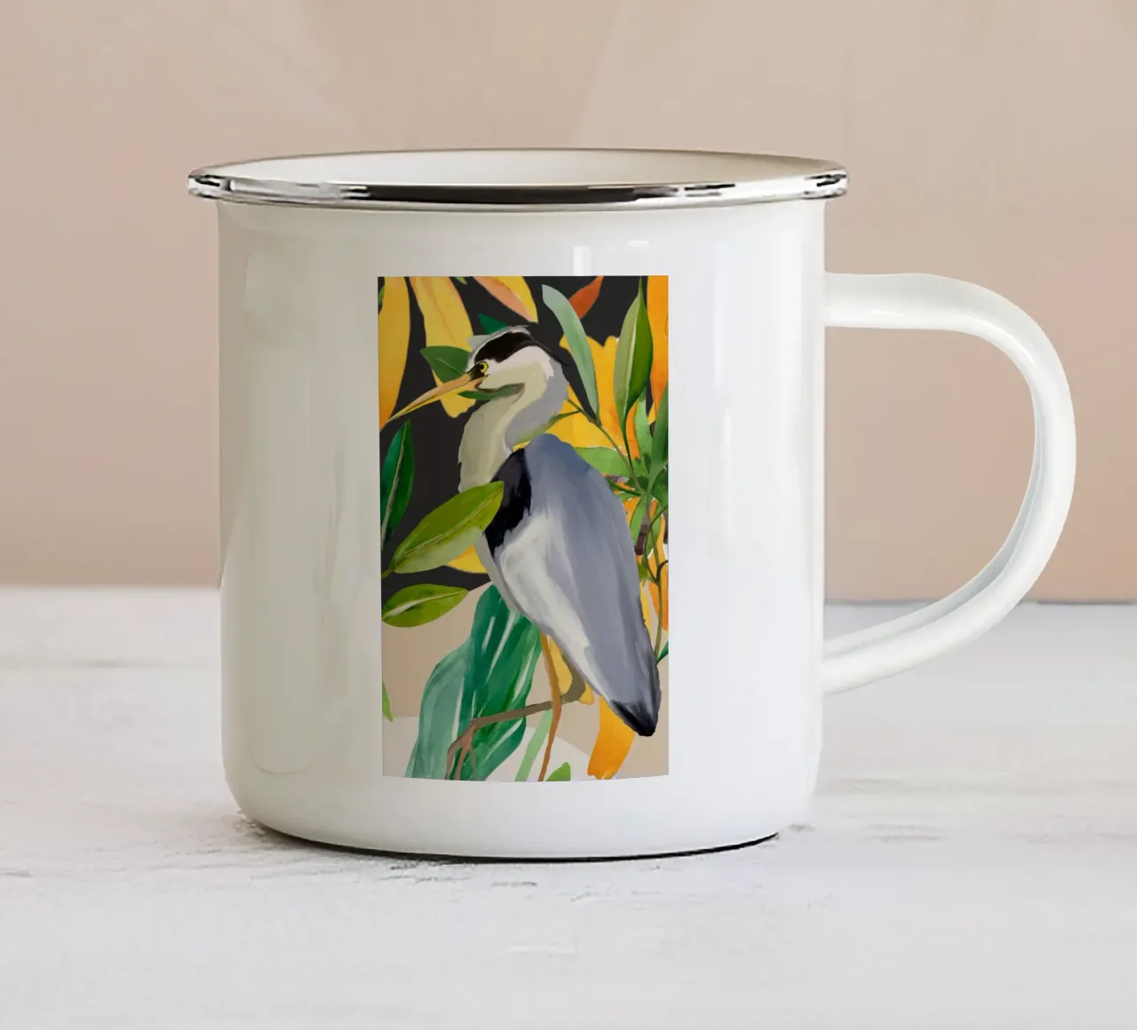 Airone tazza in smalto da M.A.Z.U.N.