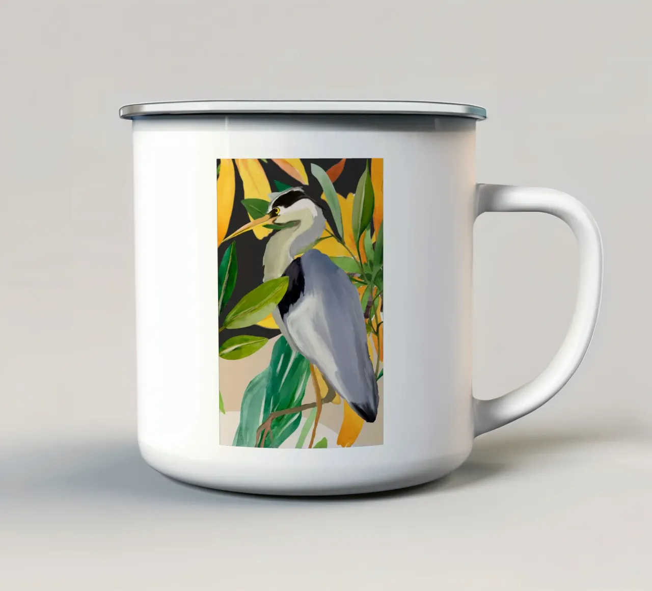 Airone tazza in smalto da M.A.Z.U.N.