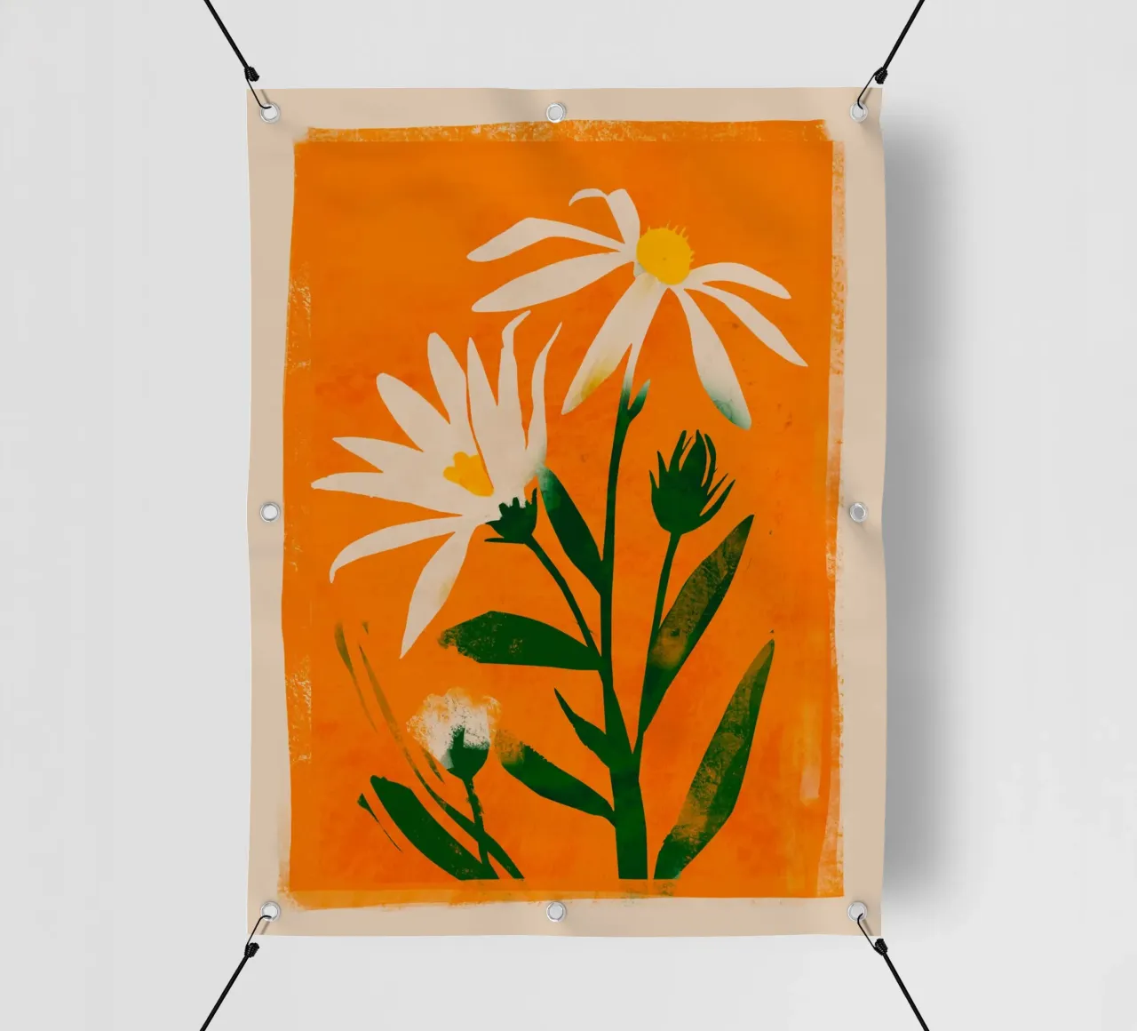 Fiori su arancio telo in pvc da M.A.Z.U.N.