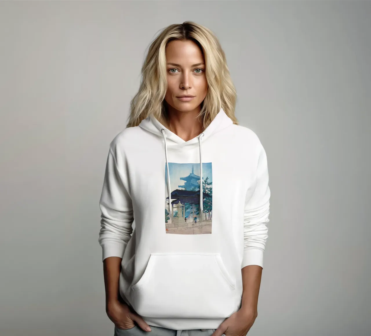 Zentsu-ji by Kawase Hasui felpa con cappuccio da Chérie Prints