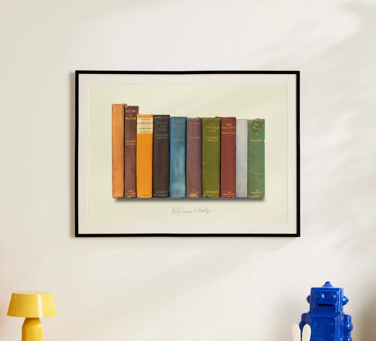 Virginia Woolf - Prime edizioni stampate poster con telaio in alluminio da MissLiterarty