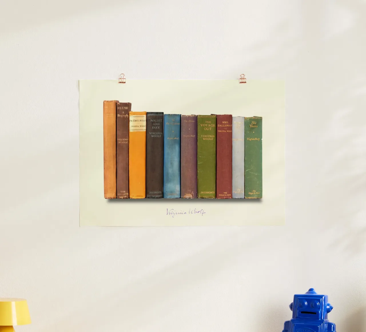 Virginia Woolf - Prime edizioni stampate poster con telaio in alluminio da MissLiterarty