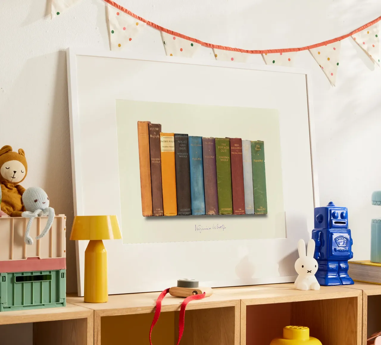Virginia Woolf - Prime edizioni stampate poster con telaio in alluminio da MissLiterarty
