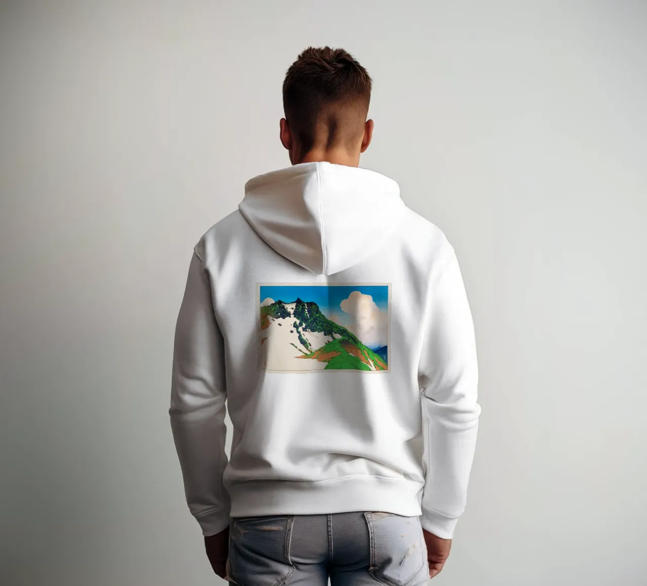 View of Asahigadake from Mount Haku by Kawase Hasui felpa con cappuccio da Haru Prints