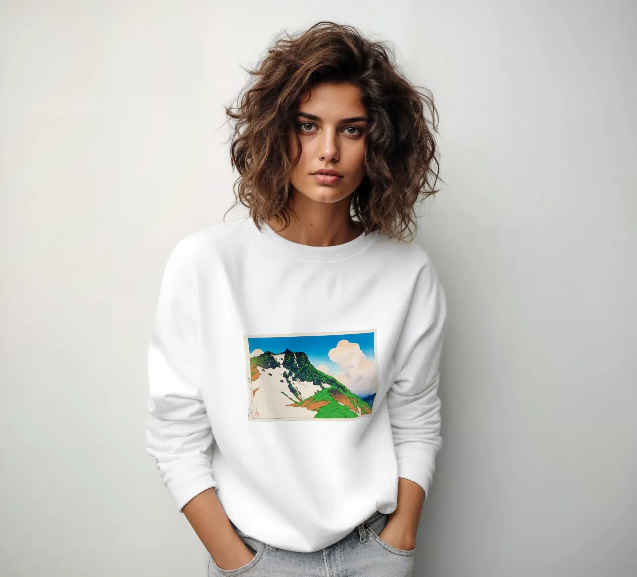 View of Asahigadake from Mount Haku by Kawase Hasui felpa da Haru Prints