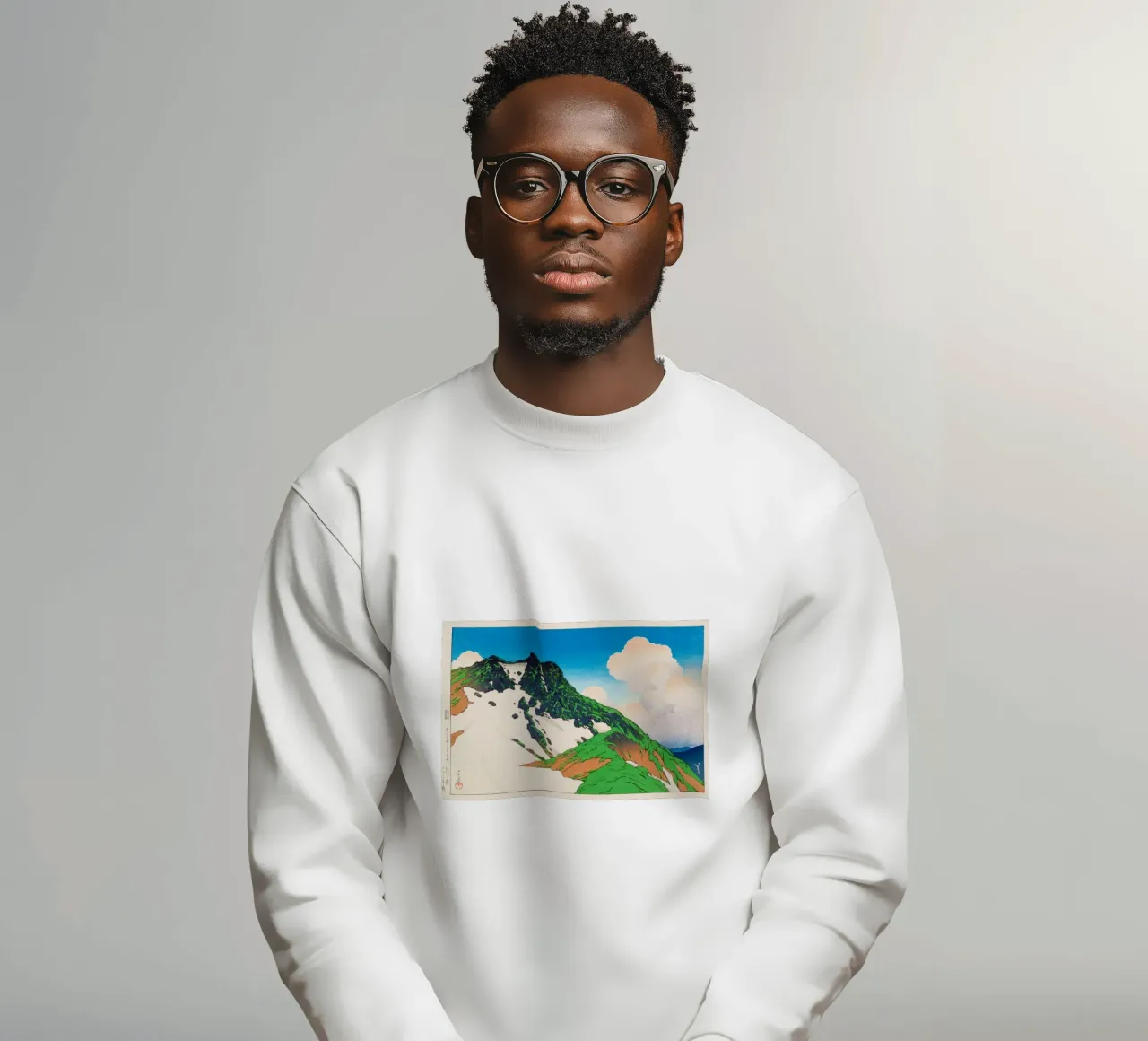 View of Asahigadake from Mount Haku by Kawase Hasui felpa da Haru Prints