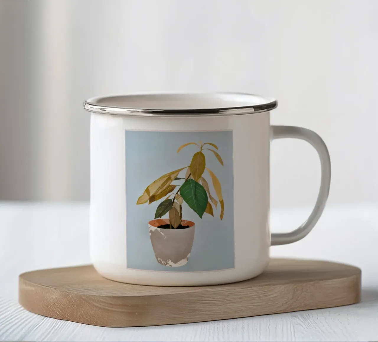 Pianta in vaso tazza in smalto da M.A.Z.U.N.