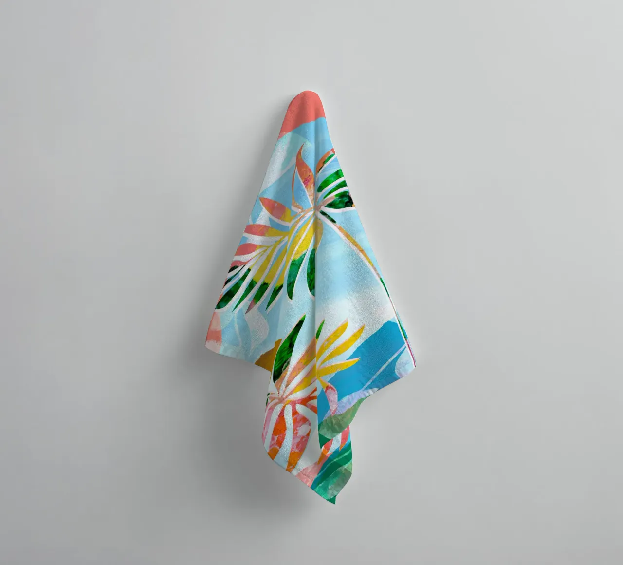 Blauw en roze Botanische Kunstdruk badhanddoek van Violets Print House