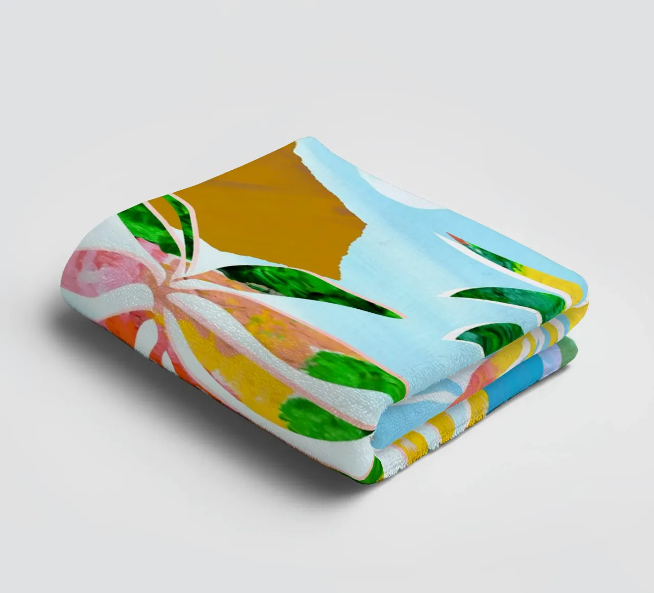 Blauw en roze Botanische Kunstdruk badhanddoek van Violets Print House
