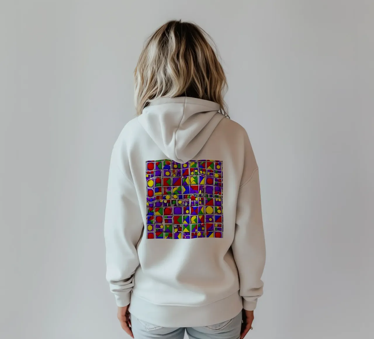 design geografico multicolore felpa con cappuccio da dinem