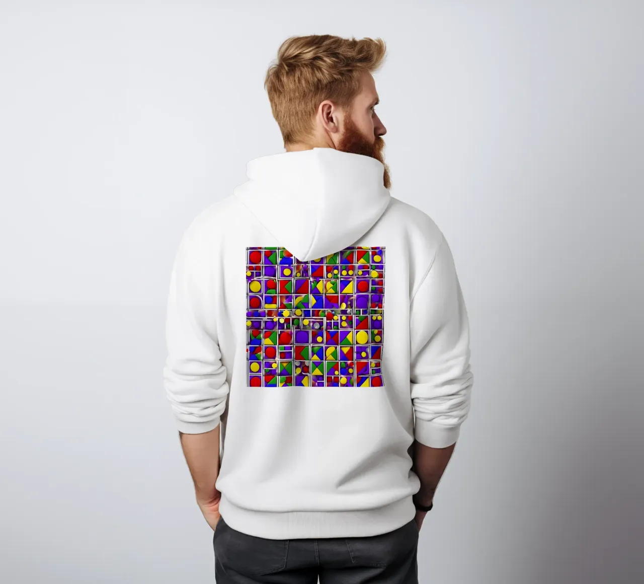 design geografico multicolore felpa con cappuccio da dinem