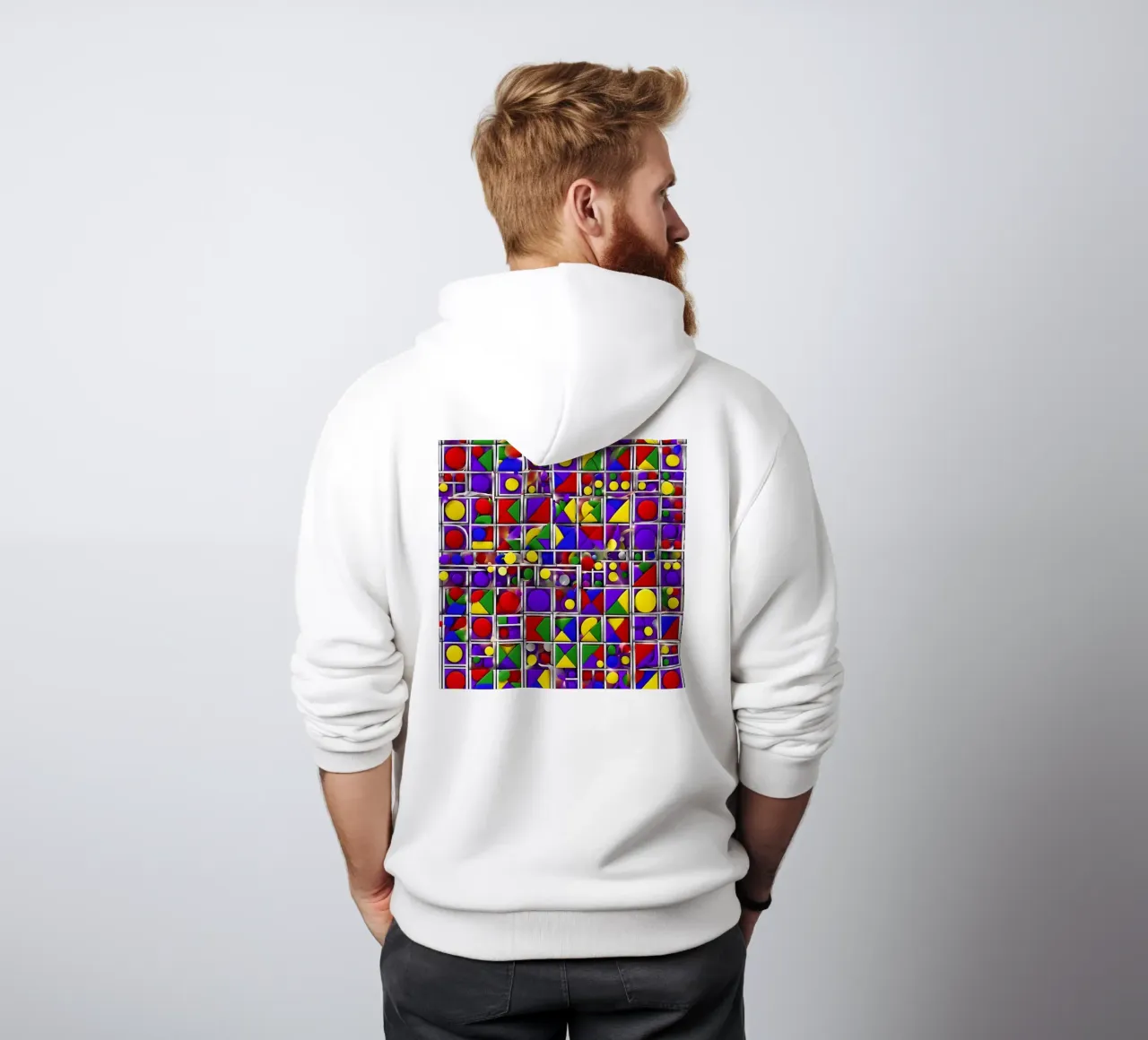 design geografico multicolore felpa con cappuccio da dinem