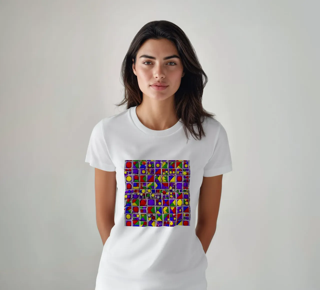 design geografico multicolore t-shirt da dinem