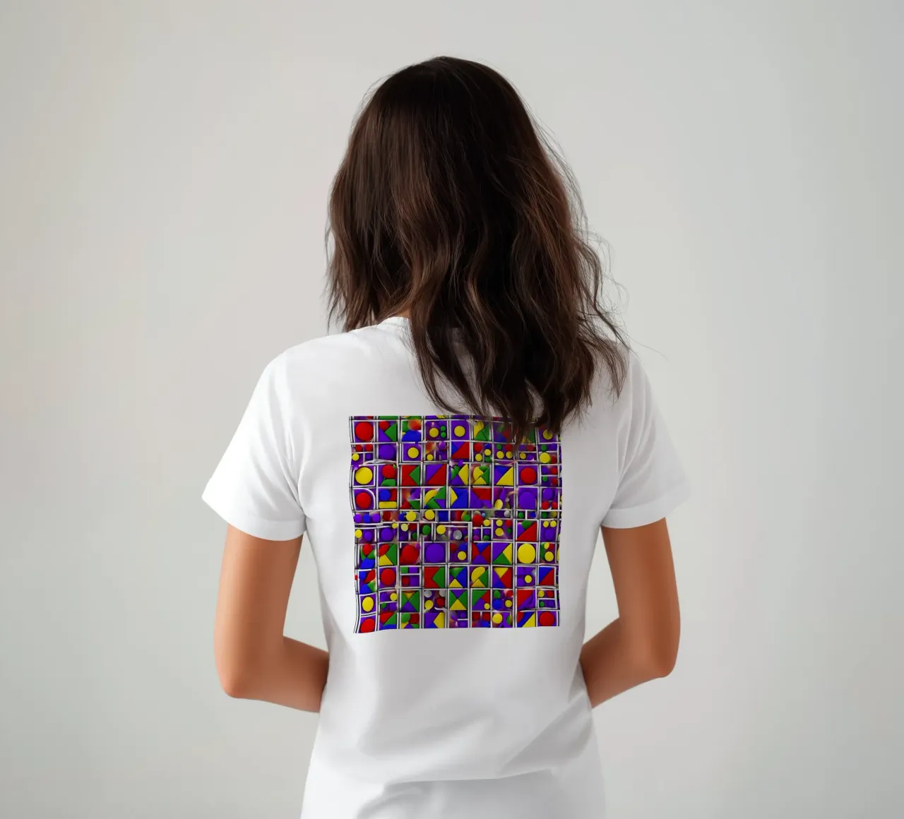 design geografico multicolore t-shirt da dinem
