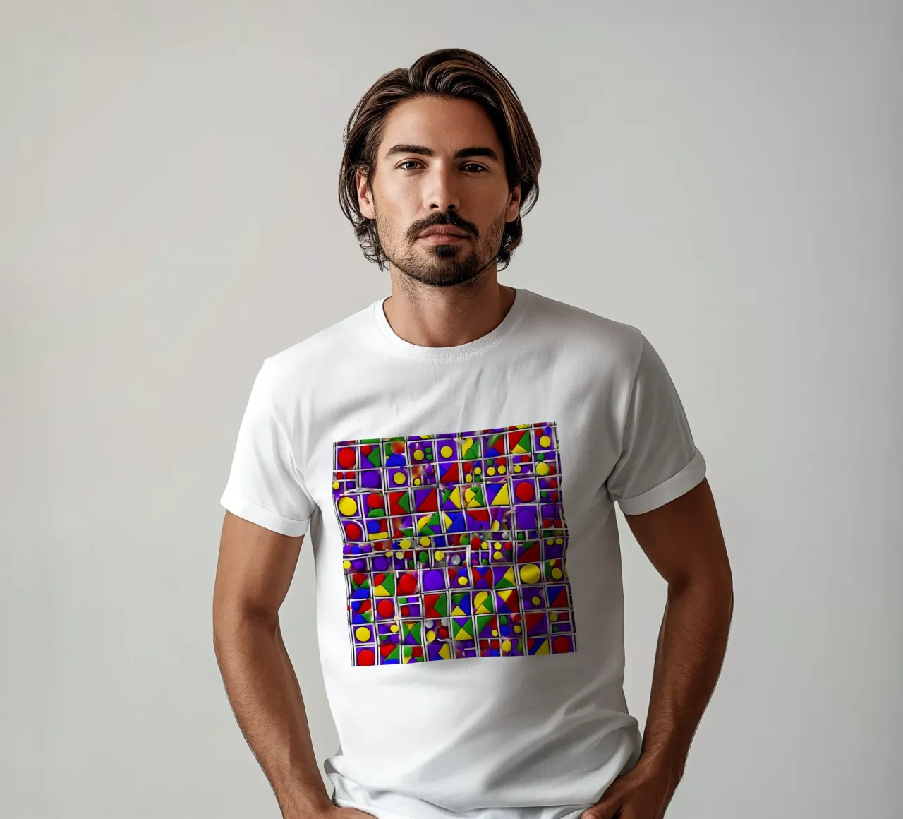design geografico multicolore t-shirt da dinem