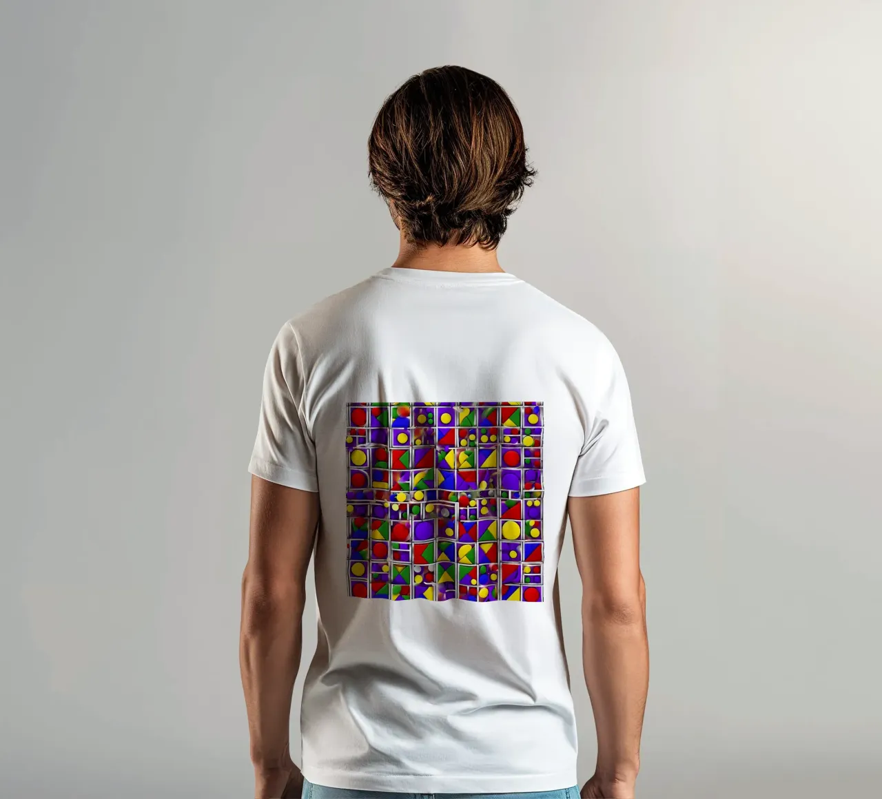 design geografico multicolore t-shirt da dinem