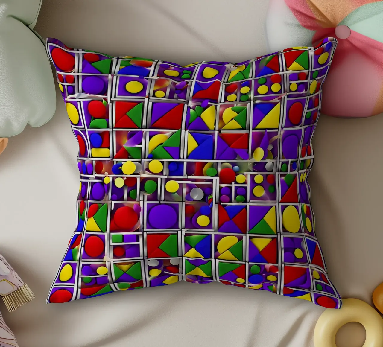 design geografico multicolore cuscino da dinem