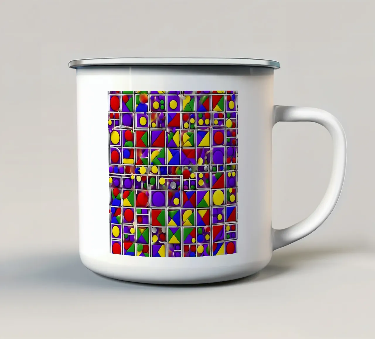 design geografico multicolore tazza in smalto da dinem