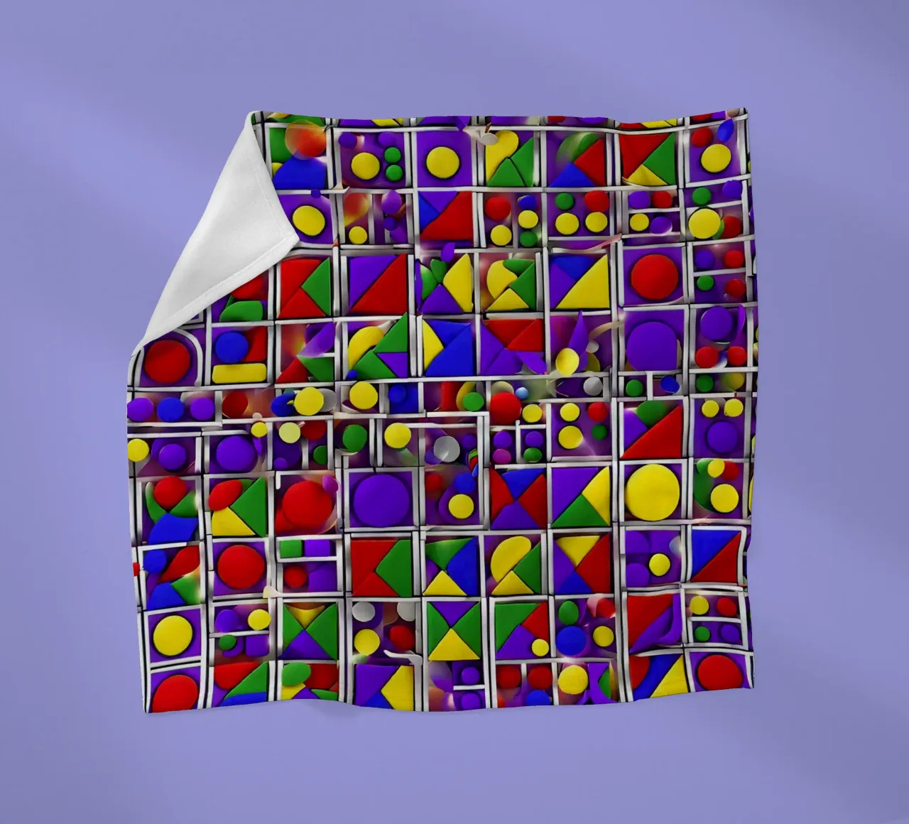 design geografico multicolore coperta in pile da dinem