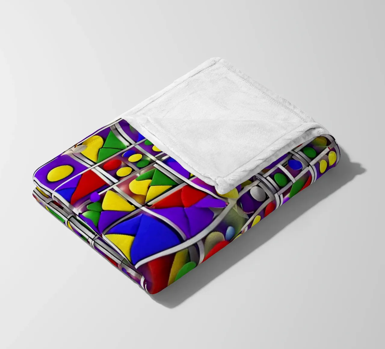 design geografico multicolore coperta in pile da dinem